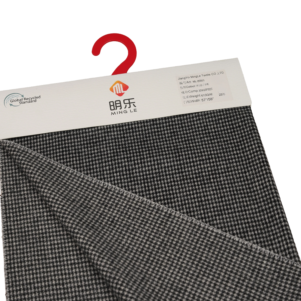 30% Wol, 60% Poliester, 10% Serat Lainnya, 610G/M, Hitam Dan Putih, Kain Lapisan Satu Wajah Kotak-kotak, ML-20001