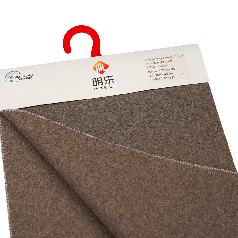 70% Wol, 10% Kasmir, 10% Poliester, 10% Serat Lainnya, 670G/M, Kopi Campuran, Kain Melton, ML-232270-670