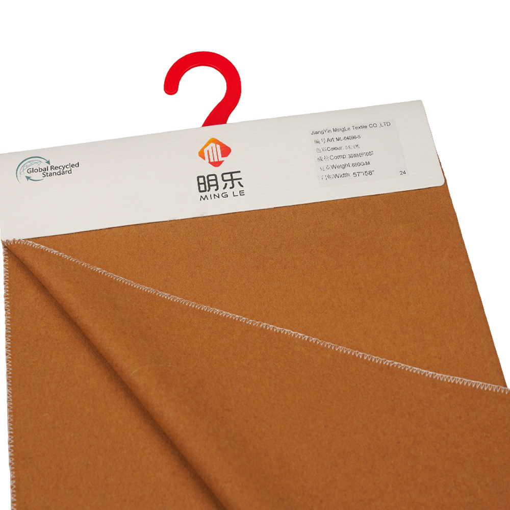 30% Wol, 60% Poliester, 10% Serat Lainnya, 680G/M, Gandum Coklat, Kain Lapisan Melton, ML-04096-5