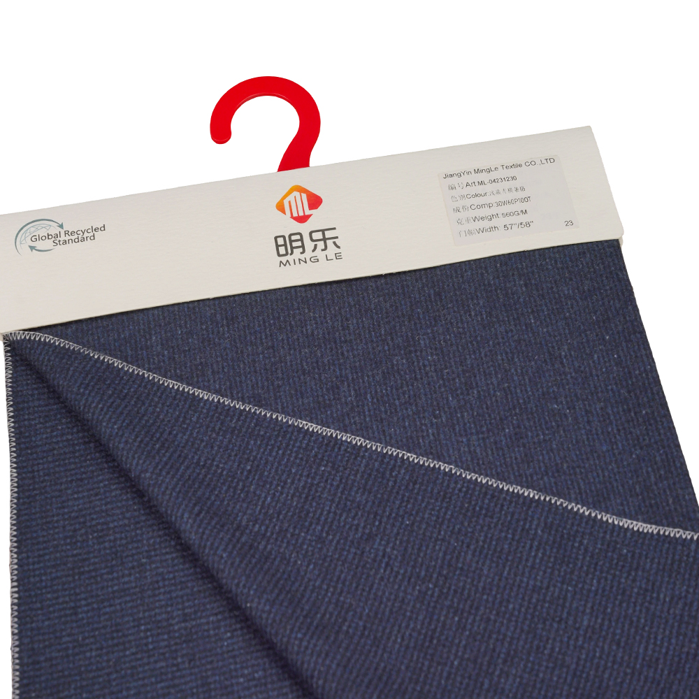 30% Wol, 60% Poliester, 10% Serat Lainnya, 560G/M, Benzhiqing + Biru Hijau, Kain Tweed Bergaris Horisontal, ML-04231230