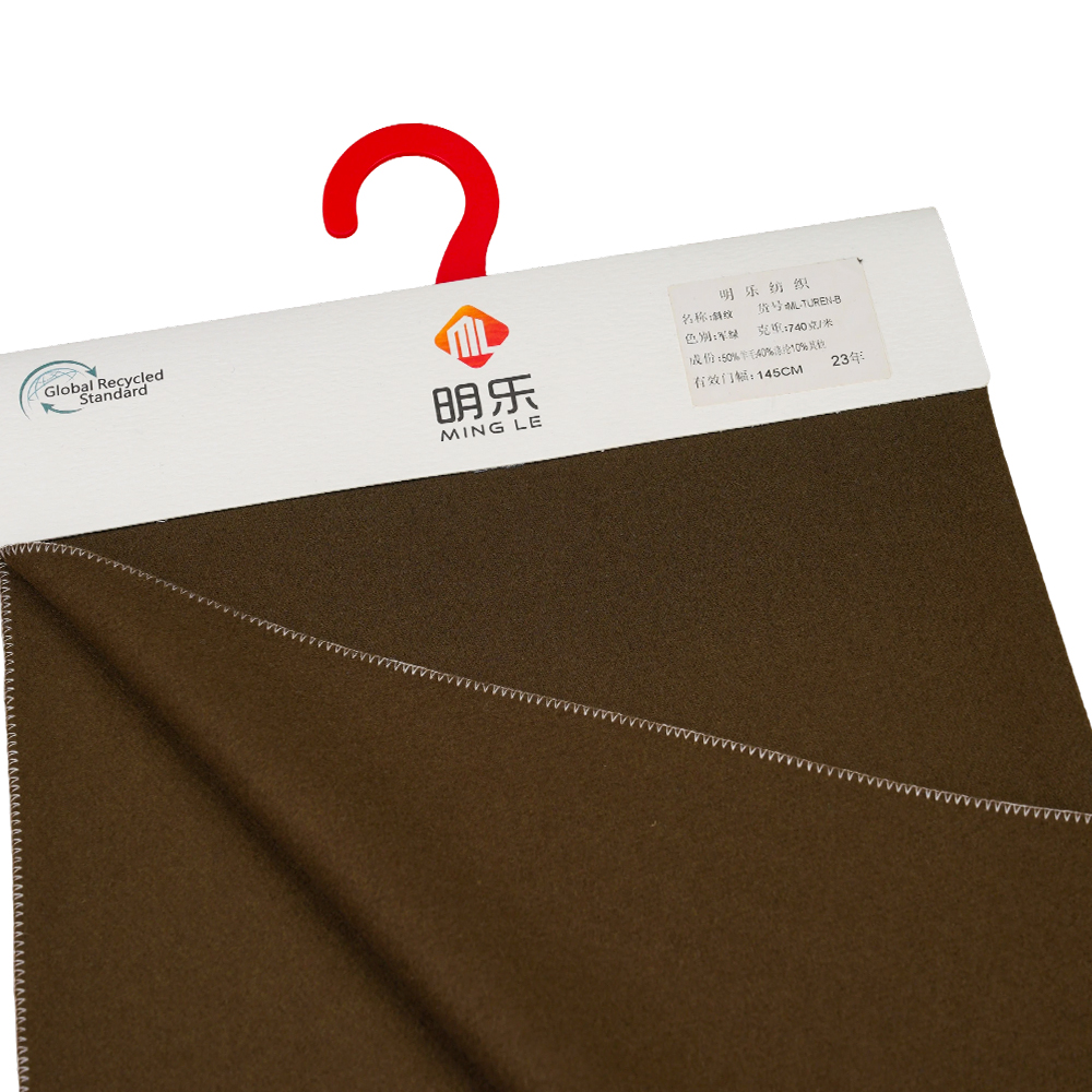 50% Wol, 40% Poliester, 10% Serat Lainnya, 740G/M, Hijau Militer, Kain Twill Melton, ML-TUREN-B