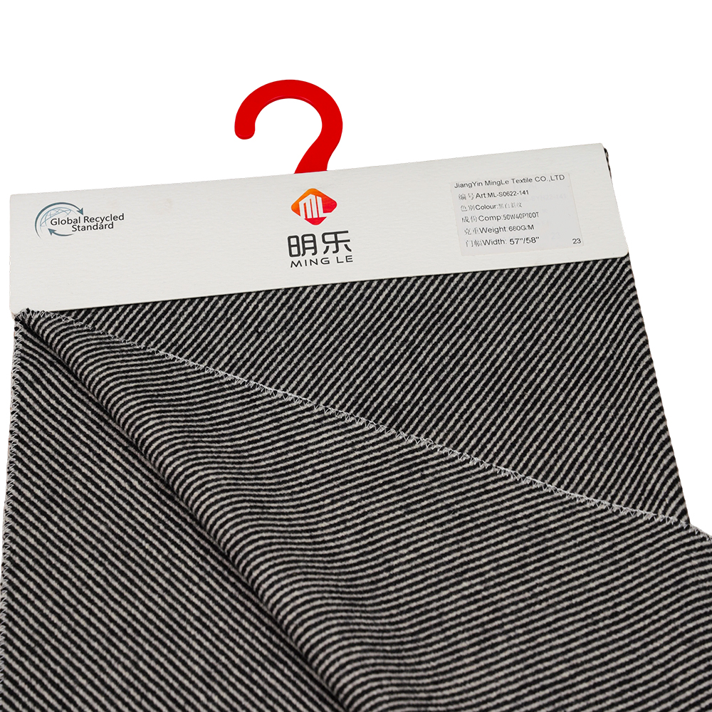 50% Wol, 40% Poliester, 10% Serat Lainnya, 680G/M, Hitam Putih, Kain Twill Melton, ML-S0622-141