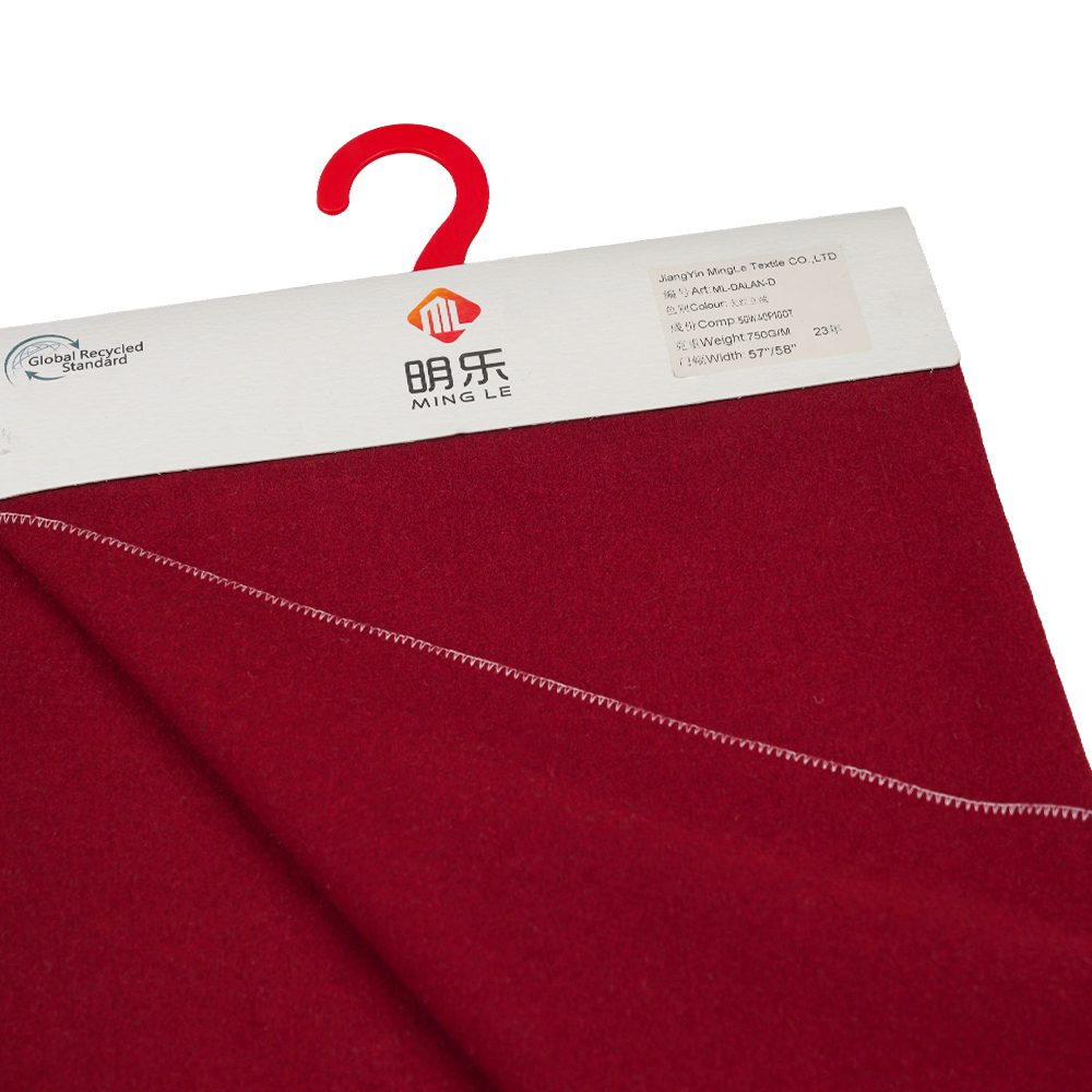 50% Wol, 40% Poliester, 10% Serat Lainnya, 750G/M, Merah Terang, Kain Tumpukan Tegak, ML-DALAN-D