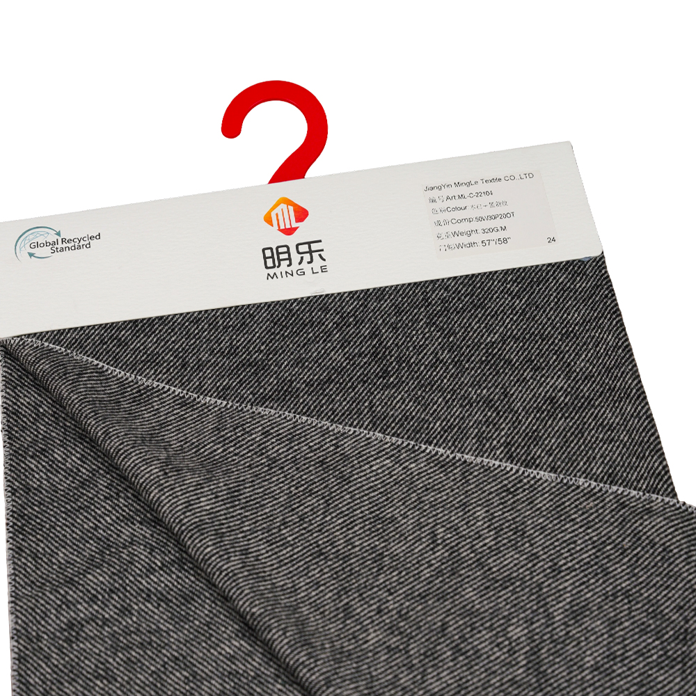 50% Wol, 30% Poliester, 20% Serat Lainnya, 320G/M, Putih Mati + Hitam, Kain Flanel Kepar, ML-C-22104