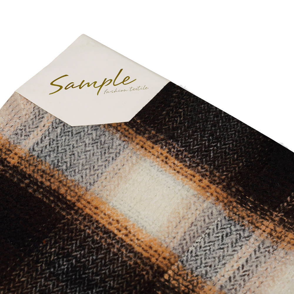 40% Wol, 60% Poliester, 540G/M, Hitam dan Putih, Kain Tweed Lingkaran, ML-8021071