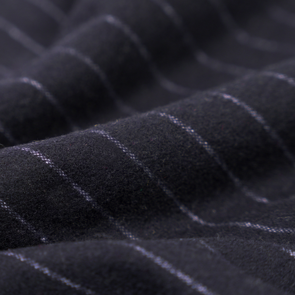 53% Wol, 47% Poliester, 350G/M, Zhiqing + Putih, Kain Flanel Bergaris Vertikal, ML-317245X-2