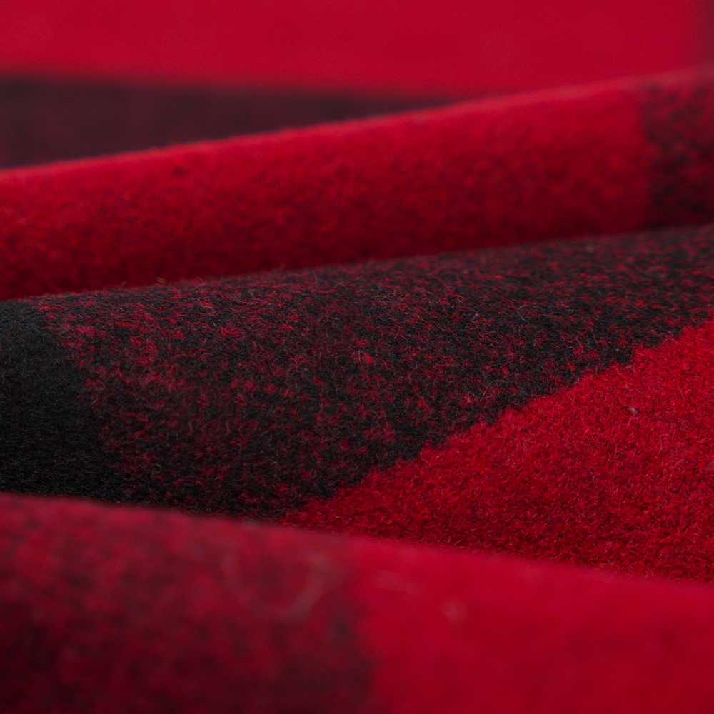 50% Wol, 40% Poliester, 10% Serat Lainnya, 760G/M, Kotak-kotak Hitam Dan Merah, Kain Melton, ML-3010354