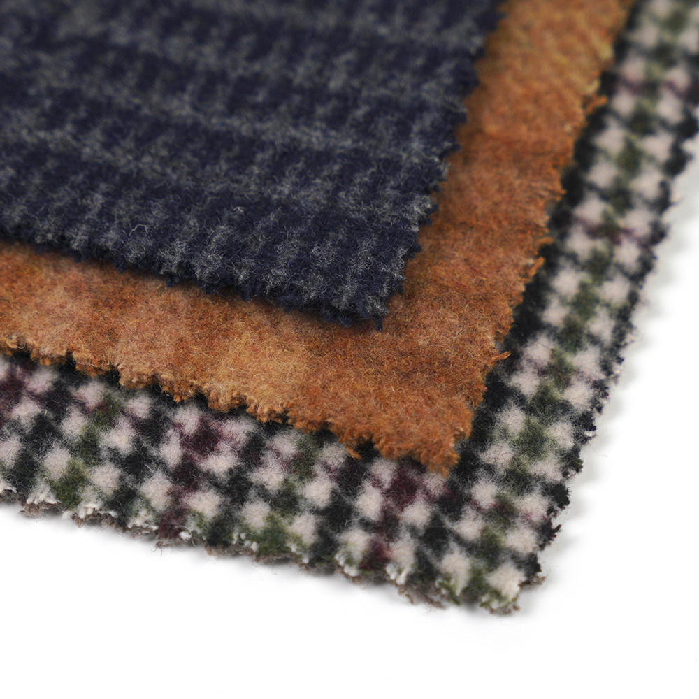 50% Wol, 40% Poliester, 10% Serat Lainnya, 860G/M, Kotak-kotak Coklat Dan Kuning, Kain Beludru, ML-062142104