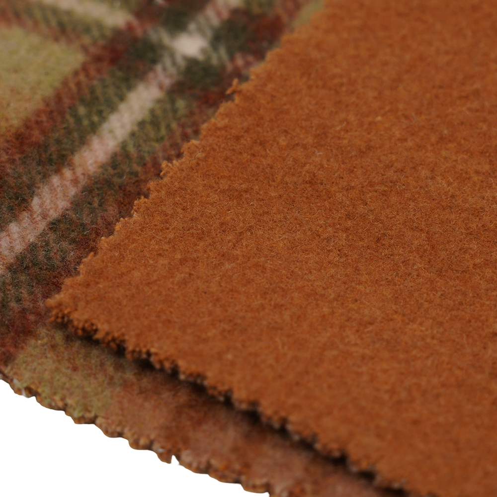 50% Wol, 40% Poliester, 10% Serat Lainnya, 860G/M, Kotak-kotak Coklat Dan Kuning, Kain Beludru, ML-062142104