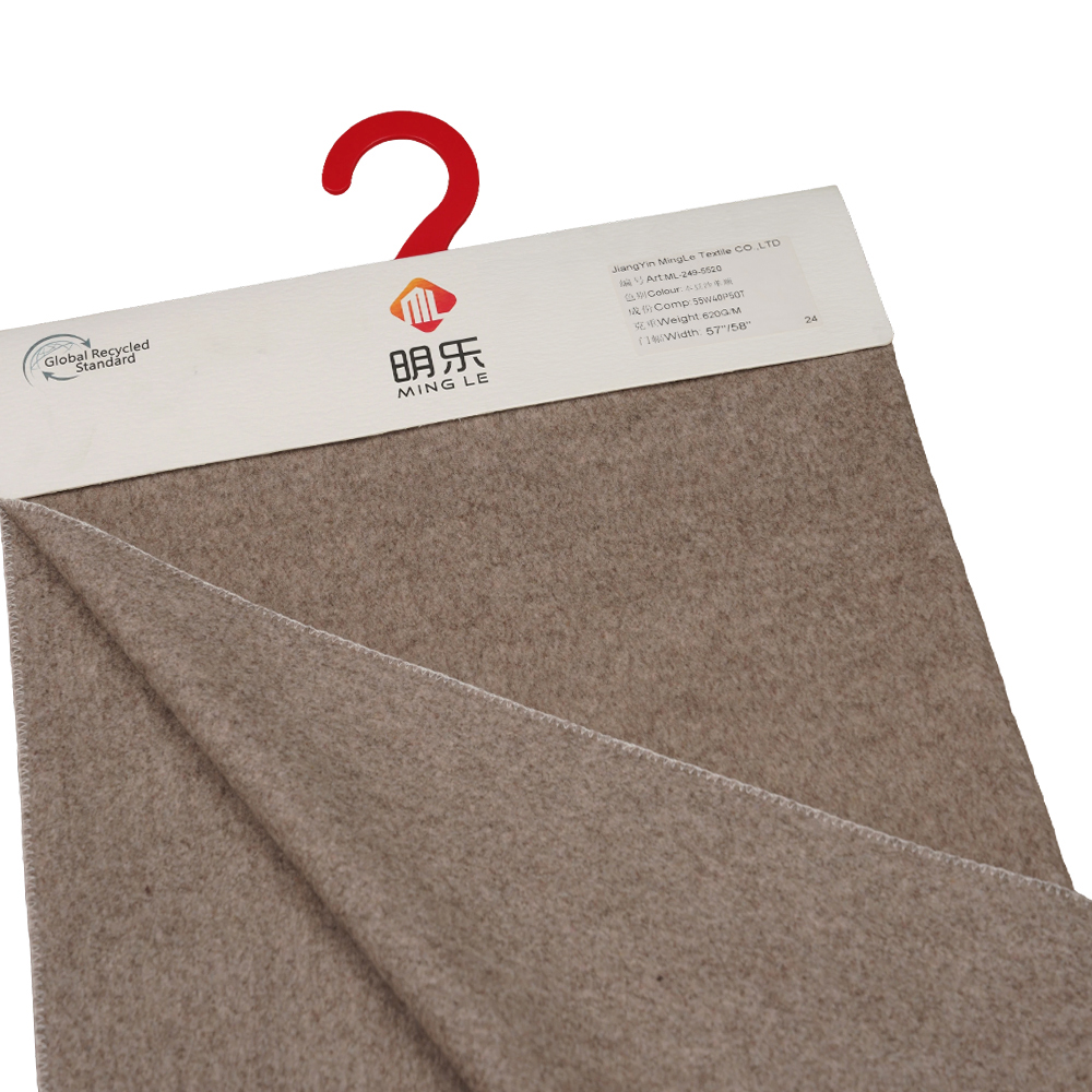 55% Wol, 40% Poliester, 5% Serat Lainnya, 620G/M, Pasta Kacang, Lapisan Luar Satu Wajah, Kain ML-249-5520